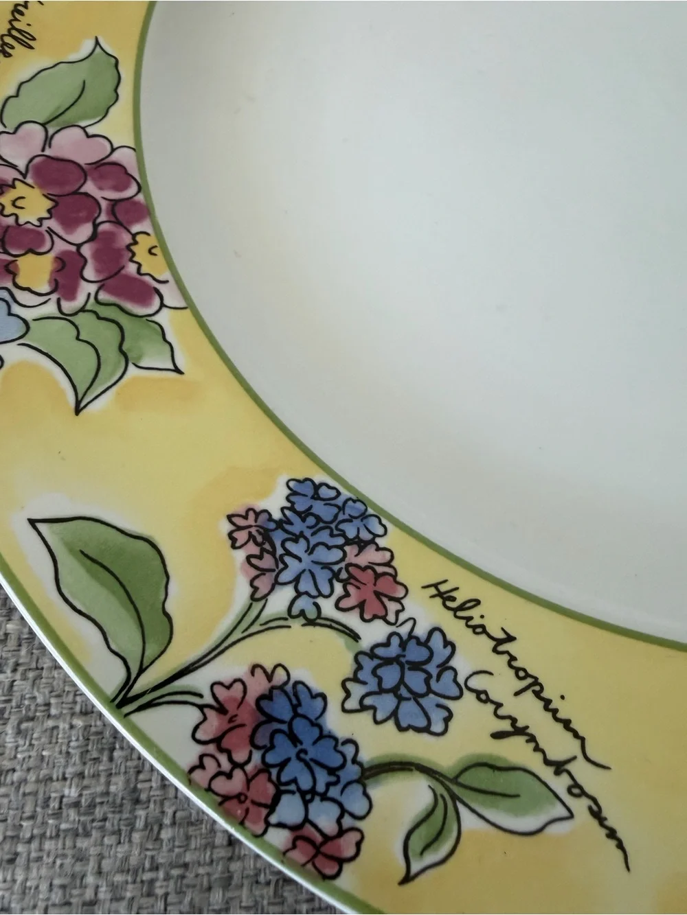 Yellow Floral Rim Dinner Plate - Elegant Home Dining